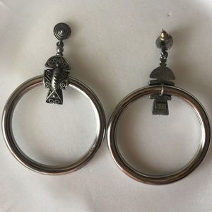 HOOP EARRINGS PIERCED SILVER VINTAGE